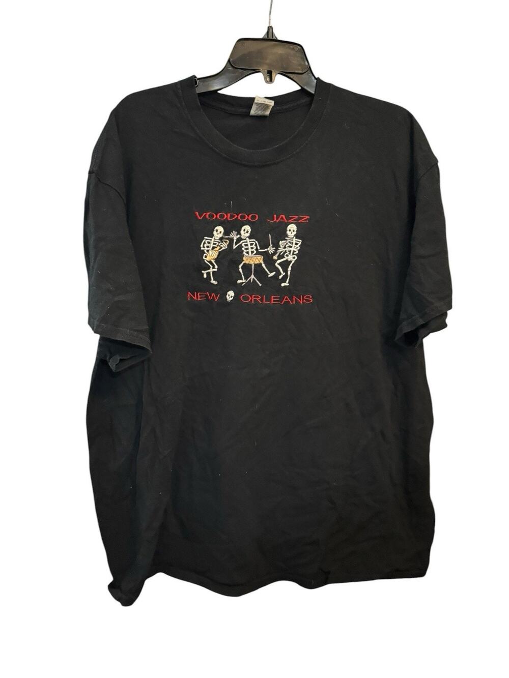 New Orleans “Voodoo Jazz” Black Shirt Embroidered Skeleton Band Size XL